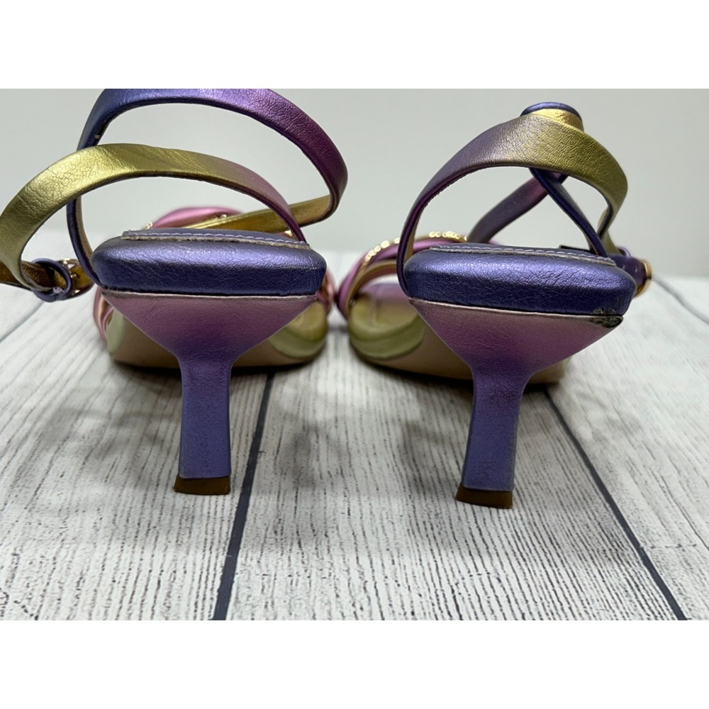 Franco Sarto Belana Womens Heels 10M Rainbow Metallic Ankle Strap Kitten Heel - Picture 9 of 13